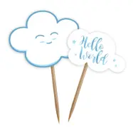 Partypicks Baby Shower Blå med Moln - 24-pack