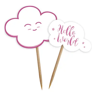 Partypicks Baby Shower Rosa med Moln - 24-pack