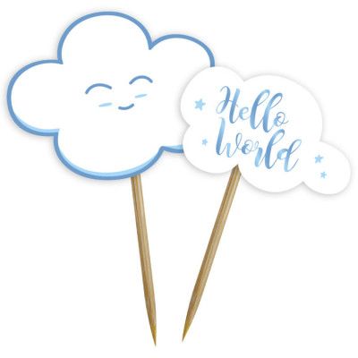 Partystickor Hello World Blå