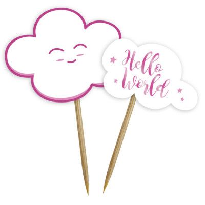 Partystickor Hello World Rosa