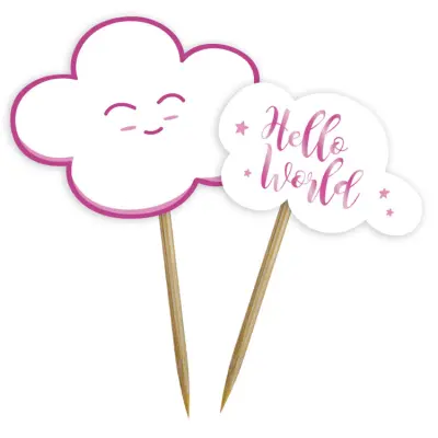 Partystickor Hello World Rosa