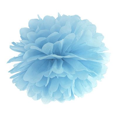 Pom Pom Ljusblå Hängande Dekoration - 35 cm