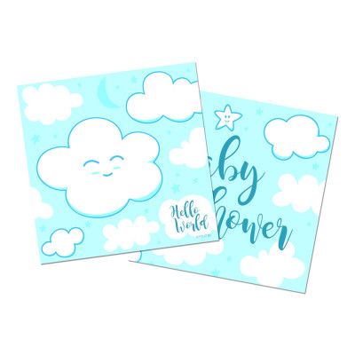 Servetter Babyshower Ljusblå - 20-pack