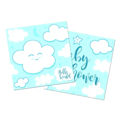 Servetter Babyshower Ljusblå - 20-pack