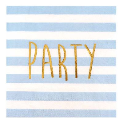 Servetter Pastel Party Blå/Guld - 20-pack