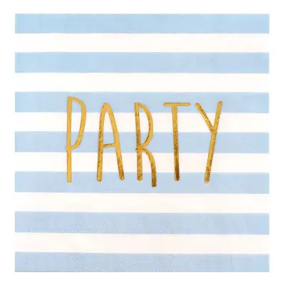 Servetter Pastel Party Blå/Guld - 20-pack