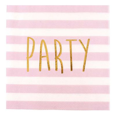 Servetter Pastel Party Rosa/Guld - 20-pack