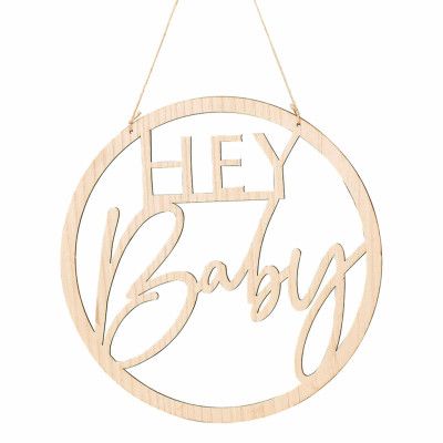 Skylt i Trä Hey Baby