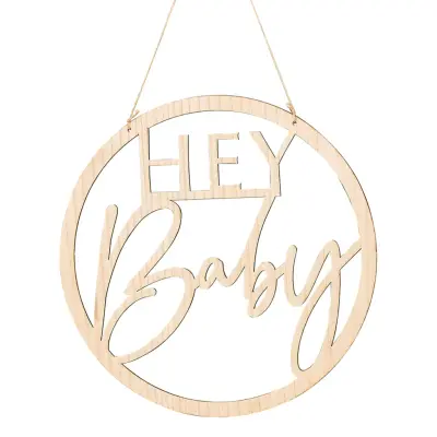 Skylt i Trä Hey Baby
