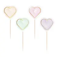 Tårtdekorationer Hjärtan Watercolor - 12-pack