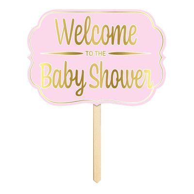 Trädgårdsskylt Welcome To The Babyshower Rosa - 1-pack