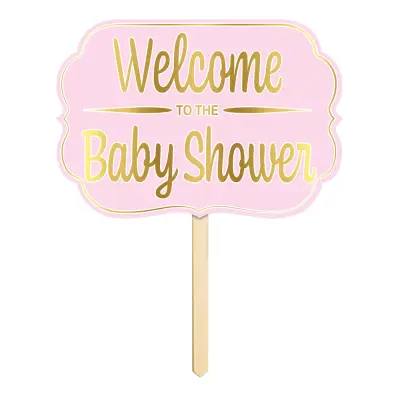 Trädgårdsskylt Welcome To The Babyshower Rosa - 1-pack