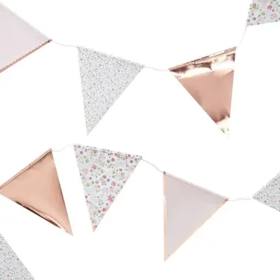 Vimpelgirlang Roséguld Blommor