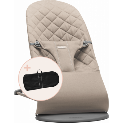 BabyBjörn - Babysitter inkl transportväska - Sandgrå / Vävd, Klassisk quilt / Mörkgrå