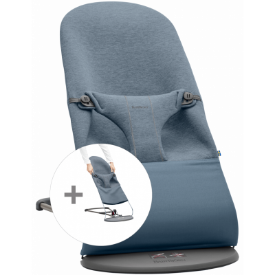 BABYBJÖRN Babysitter med extra tygsits - Duvblå, 3D Jersey