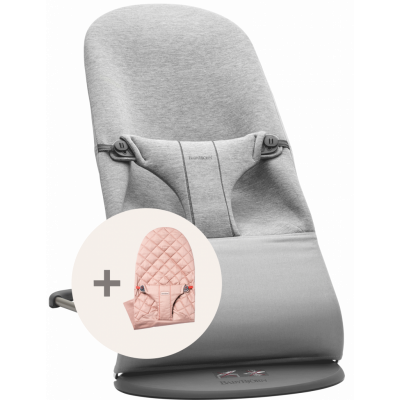 BabyBjörn Babysitter med extra tygsits - Ljusgrå / 3D-jersey / Mörkgrå