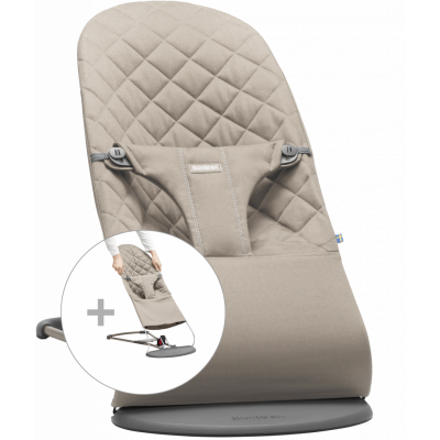 BABYBJÖRN Babysitter med extra tygsits - Sandgrå, Cotton