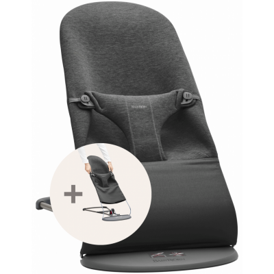 BabyBjörn Babysitter med extra tygsits - Svartgrå / 3D-jersey / Mörkgrå