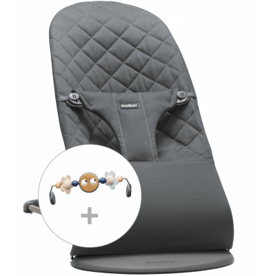 BabyBjörn - Babysitter med leksak - Antracitgrå / Vävd, Klassisk quilt / Mörkgrå / Busiga ögon Pastell