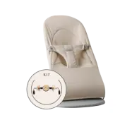 BabyBjörn - Babysitter med leksak - Ljusbeige / Vävd/Jersey, Tri-Fabric / Ljusgrå / Busiga ögon Svart&Vit