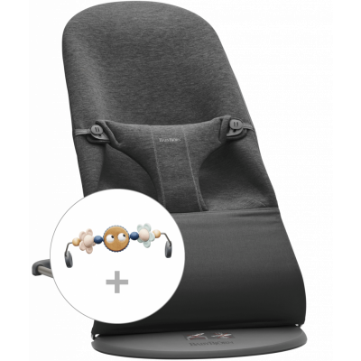 BabyBjörn Babysitter med leksak - Svartgrå / 3D-jersey / Mörkgrå / Busiga ögon Pastell