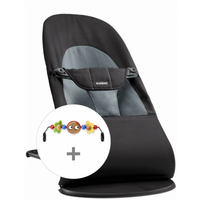 BabyBjörn Babysitter med leksak - Svart/Mörkgrå / Bomull / Svart / Busiga ögon