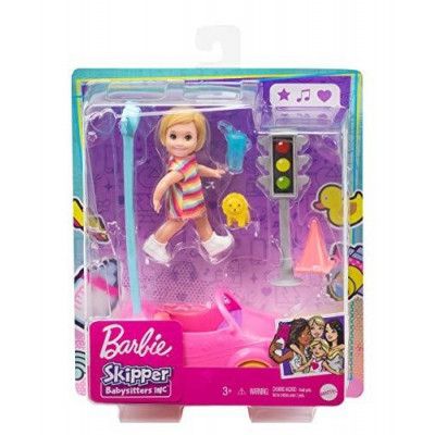 Barbie Babysitter Lekset Rosa bil GRP17