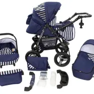 Barnvagn - Lirdo Kombi 3 in 1 Barnvagn - Blue/White