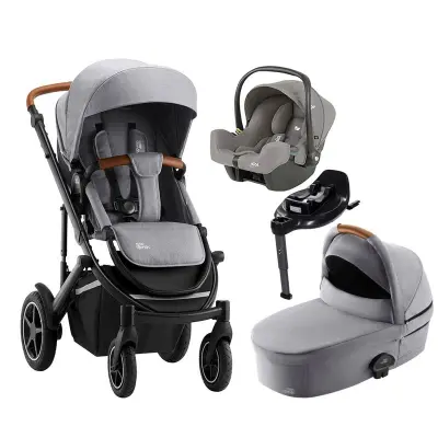 Britax Smile 4 duovagn + Joie I-Snug 2 babyskydd + isofixbas I-base encore