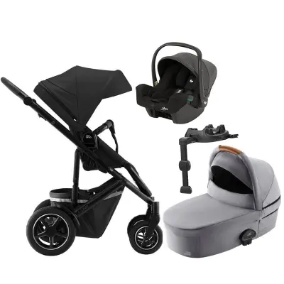 Britax Smile 4 duovagn + Joie I-Snug 2 babyskydd + isofixbas I-base LX2
