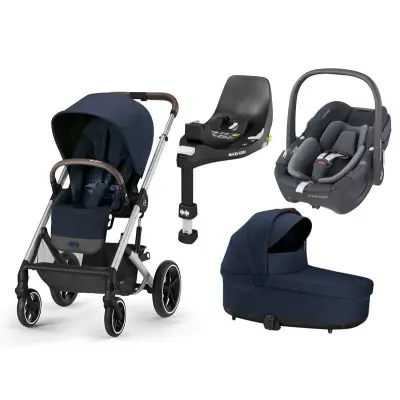 Cybex Balios S Lux duovagn + Maxi-Cosi Pebble 360 babyskydd + isofixbas