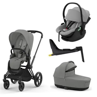Cybex Priam duovagn + Maple babyskydd + Alfi isofixbas