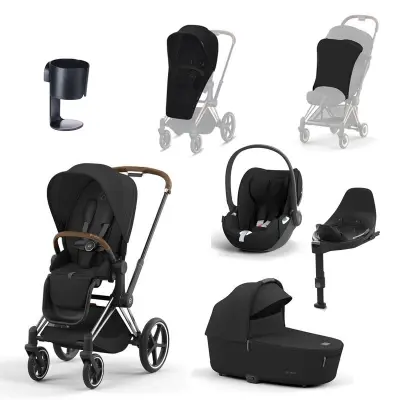 Cybex Priam duovagn med tillbehörspaket + Cloud T babyskydd + bas