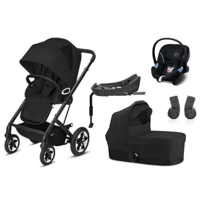 Cybex Talos S Lux duovagn (svart chassi) + Aton 5 babyskydd + bas, valfri färg