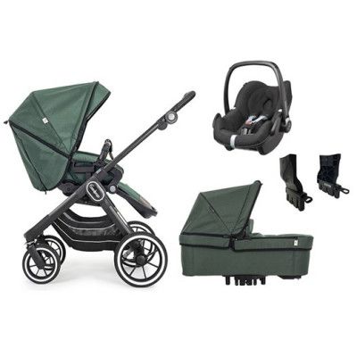 Emmaljunga NXT90 F duovagn, amazing green + Maxi-Cosi Pebble babyskydd