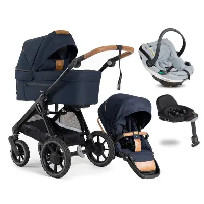 Emmaljunga Sento Pro Outdoor duovagn Ergo+ Go Beyond babyskydd + bas