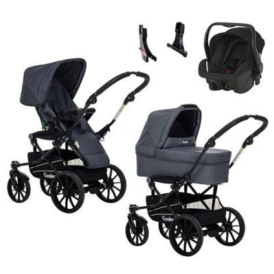 Emmaljunga Super Viking duovagn, jeans navy + primo babyskydd