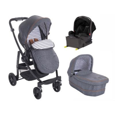 Graco Evo Avant duovagn + snugride babyskydd&bas