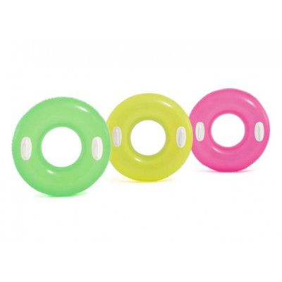 INTEX Badring med handtag Neon 76cm : Färg - Rosa - INTEX -  Leksaksaffären