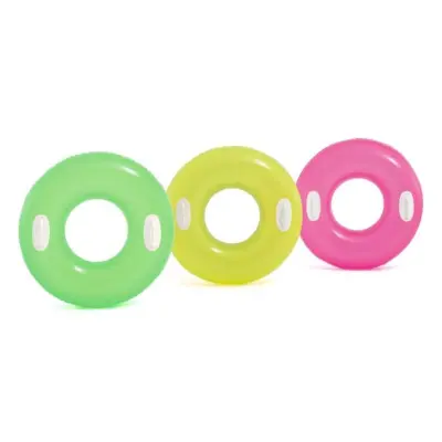 INTEX Badring med handtag Neon 76cm : Färg - Rosa - INTEX -  Leksaksaffären