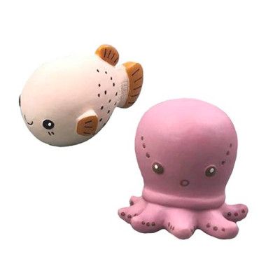 Rätt Start badleksak naturgummi 2-pack, bläckfisk&fisk