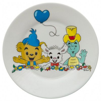 Bamse - Flat Tallrik Blomma - Bamse 50år