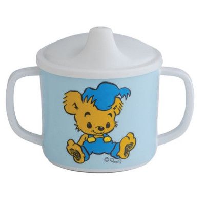 Rätt Start drickpipsmugg spillsäker Bamse, vit/blå