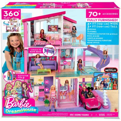 Barbie Dreamhouse Trevåningshus med möbler