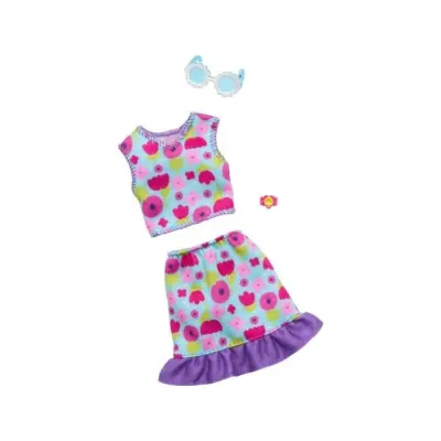 Barbie Fashion Blommig topp och kjol HRH39 - Barbie -  Leksaksaffären