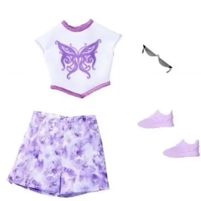 Barbie Fashion Lila/vit outfit HYV20 - Barbie -  Leksaksaffären
