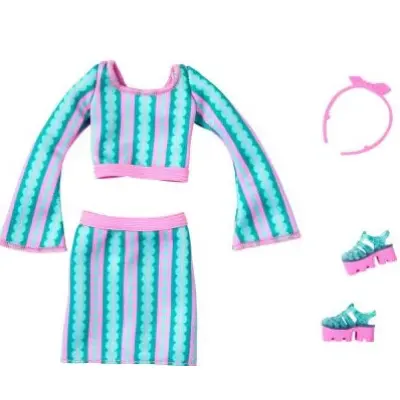 Barbie Fashion Rosa/turkos outfit HYV19 - Barbie -  Leksaksaffären