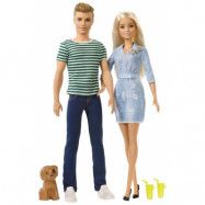 Barbie och Ken med en hundvalp FTB72