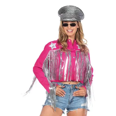Cowboy Jacka med Fransar Rosa Dam - Small/Medium