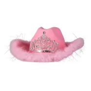 Cowboyhatt Rosa med Silvertiara - One size